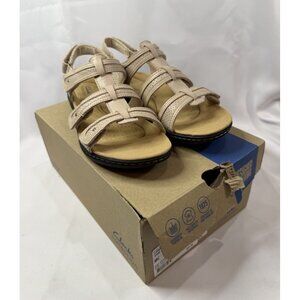 Clarks LaurieAnn Ivy Size 11 Sand Sandals Tan Leather Shoes Women’s Adjustable